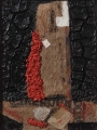Cretto nero con sacchi e trucioli